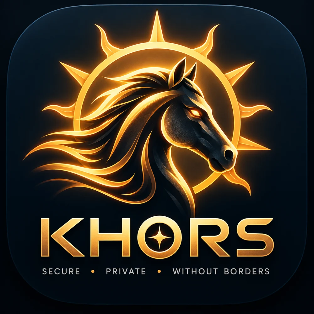 Символ KHORS — золотой конь на фоне солнца